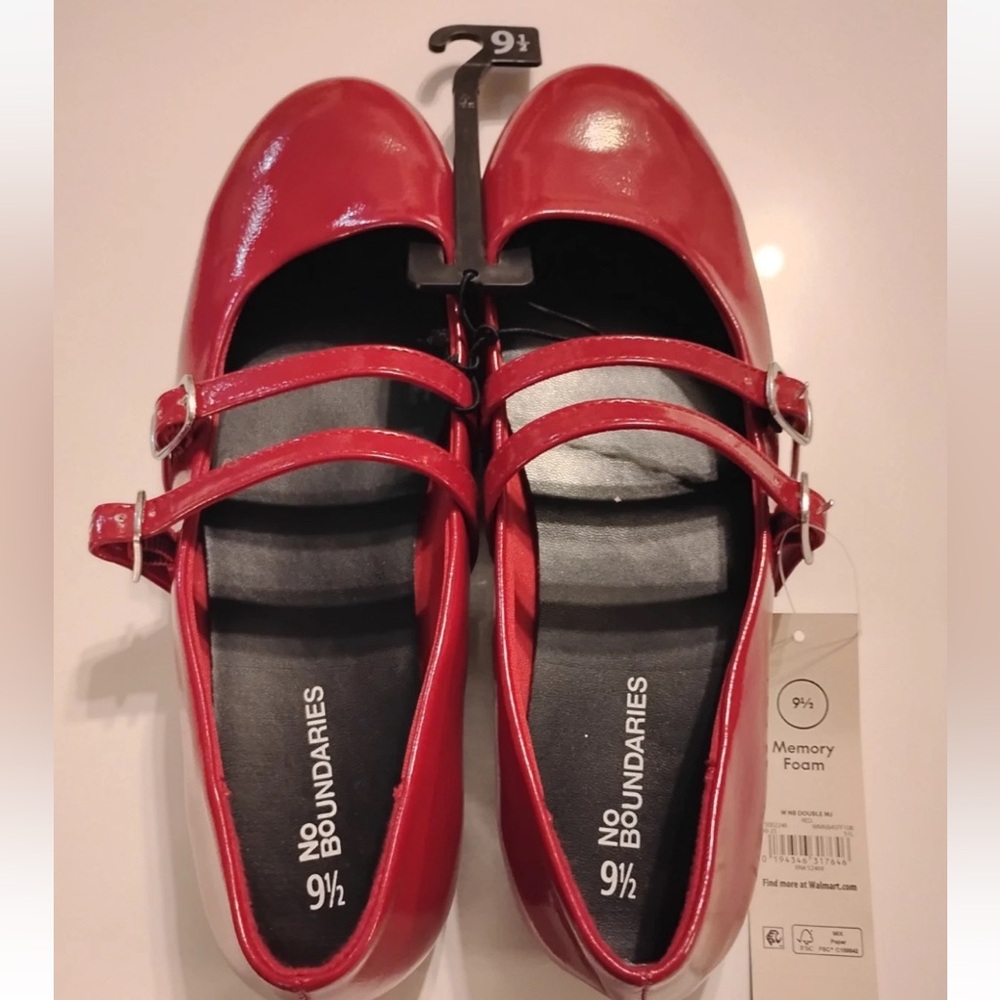 NWT! No Boundaries Women's Red Mary Jane Shoes Double Strap Size 10 - Picture 9 of 12